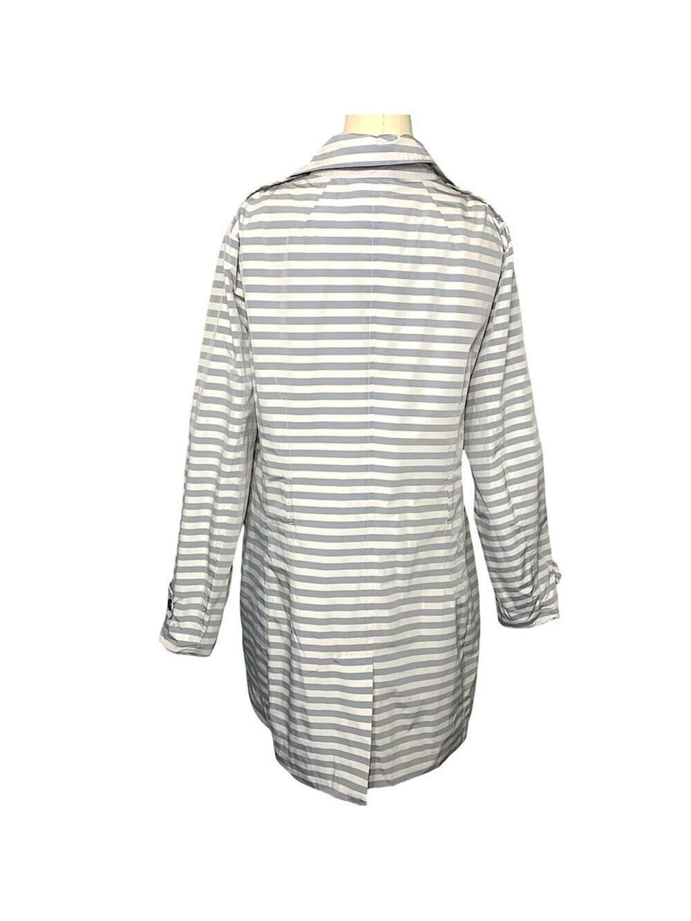 D Hayes Trench Coat Windbreaker Sz 2XL Gray White Striped Water repellant - Picture 3 of 16
